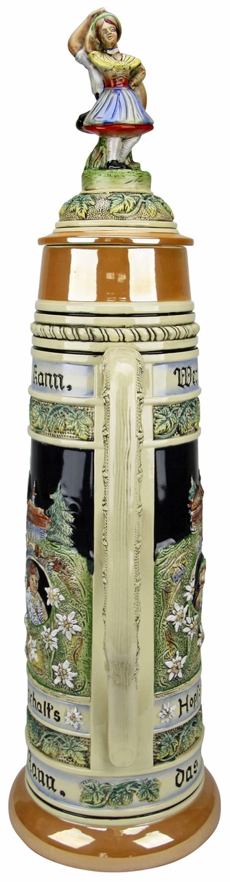 12 Liter Gold Multi-Color Beer Stein With Dancing Bavarian Couple Lid - Image 4