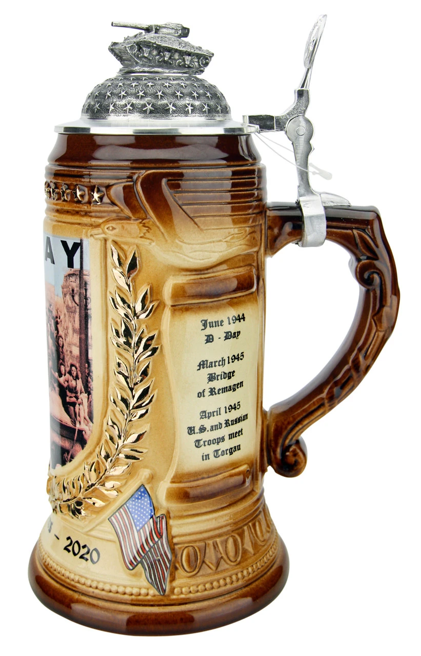 75 Years VE-Day Anniversary Beer Stein | Tank Lid - Image 3