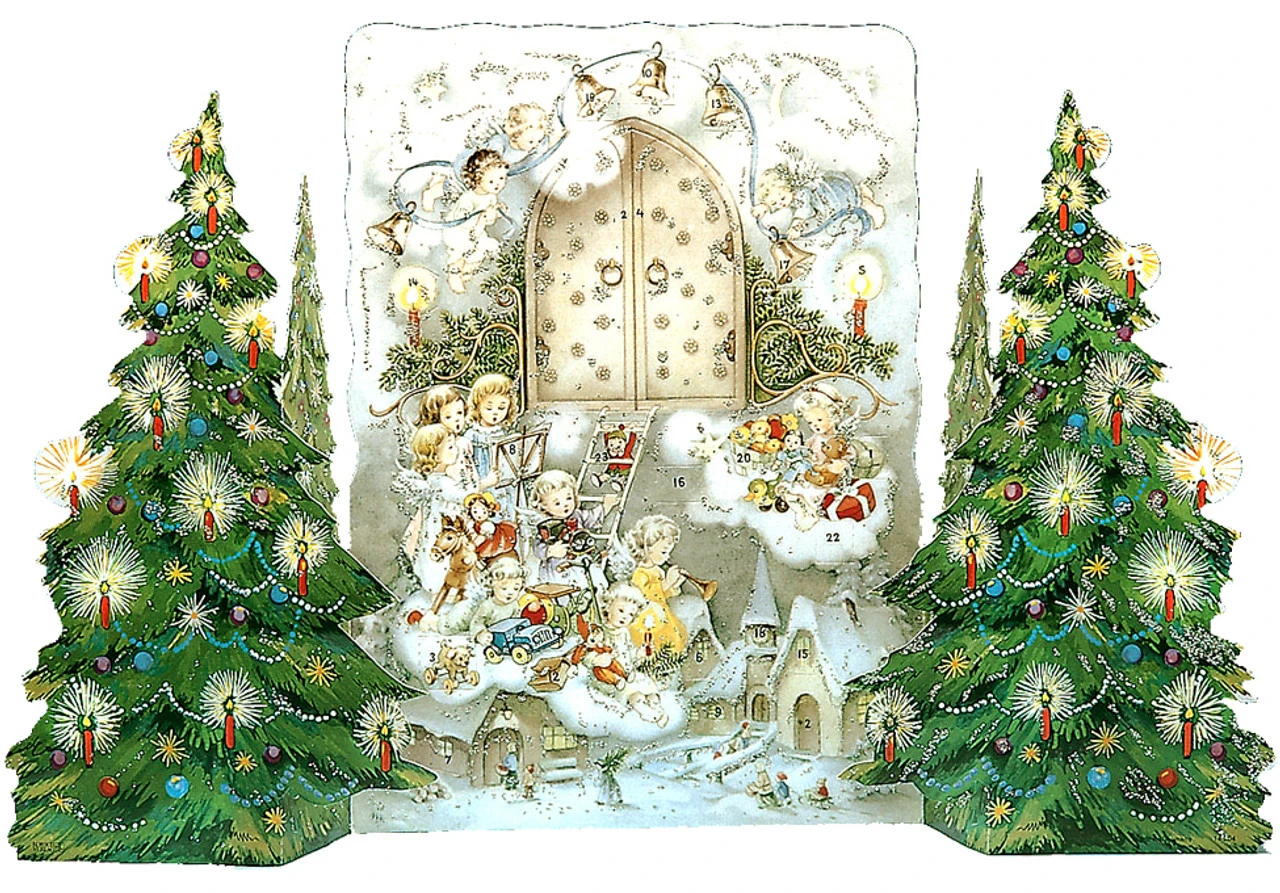 Angels With Christmas Trees 3D German Advent Calendar 1 Angels With Christmas Trees 3D German Advent Calendar