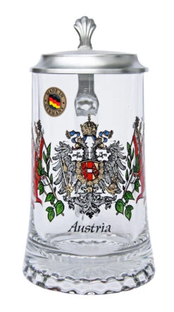 Austria Crest Glass Beer Stein
