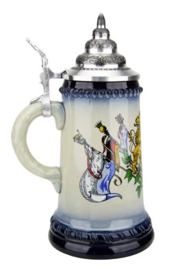 Bavarian Lions And Crown Coat Of Arms Beer Stein -Luxury Cup Store Bavaria Lion Crest Beer Stein K451blB LS SM 83575.1489702227