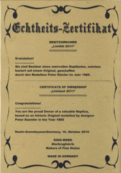 King Limitaet 2011 | King Barbarossa Antique Style Beer Stein -Luxury Cup Store Certificate Side 1 56800.1304039854