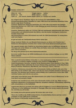 King Limitaet 2011 | King Barbarossa Handpainted Beer Stein 11 King Limitaet 2011 | King Barbarossa Handpainted Beer Stein -Luxury Cup Store Certificate Side 2 11625.1300374903