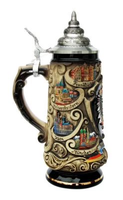 Deutschland Pewter Eagle Cities Beer Stein -Luxury Cup Store Deutschland Eagle Cities Beer Stein K741SRUB LS SM 84530.1446322926