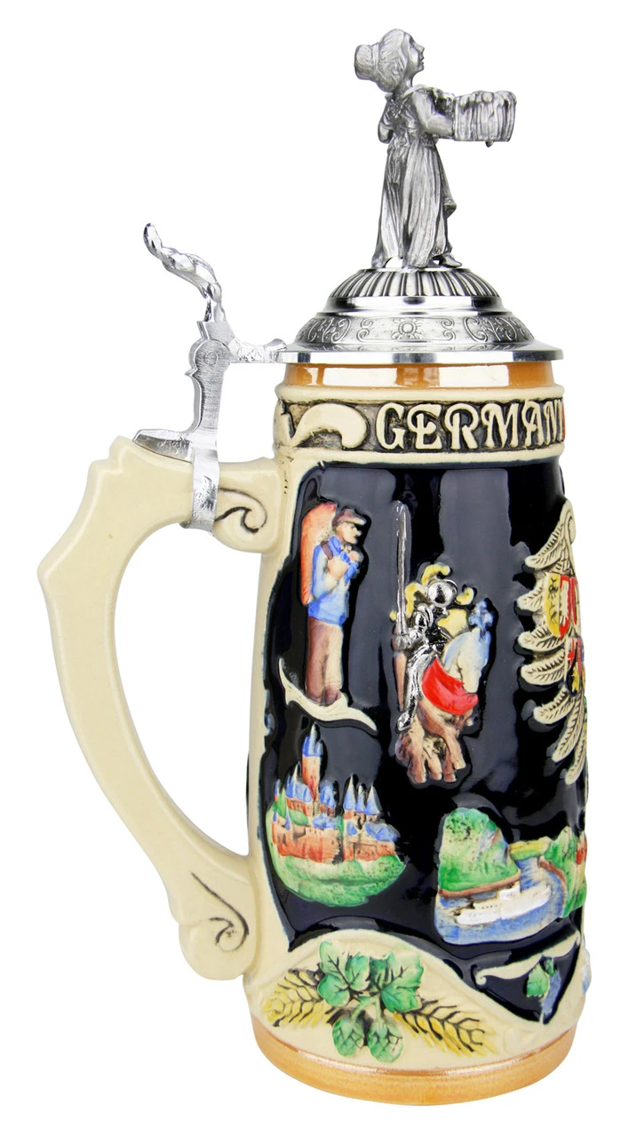 Deutschland Legacy Beer Stein With Pewter Beer Maiden Lid - Image 4