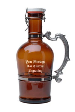 German Beer Growler 2 Liter Flip Top Style With Romantic Handle -Luxury Cup Store Engraved German Growler Romantic Handle TG504 12699.1455121232