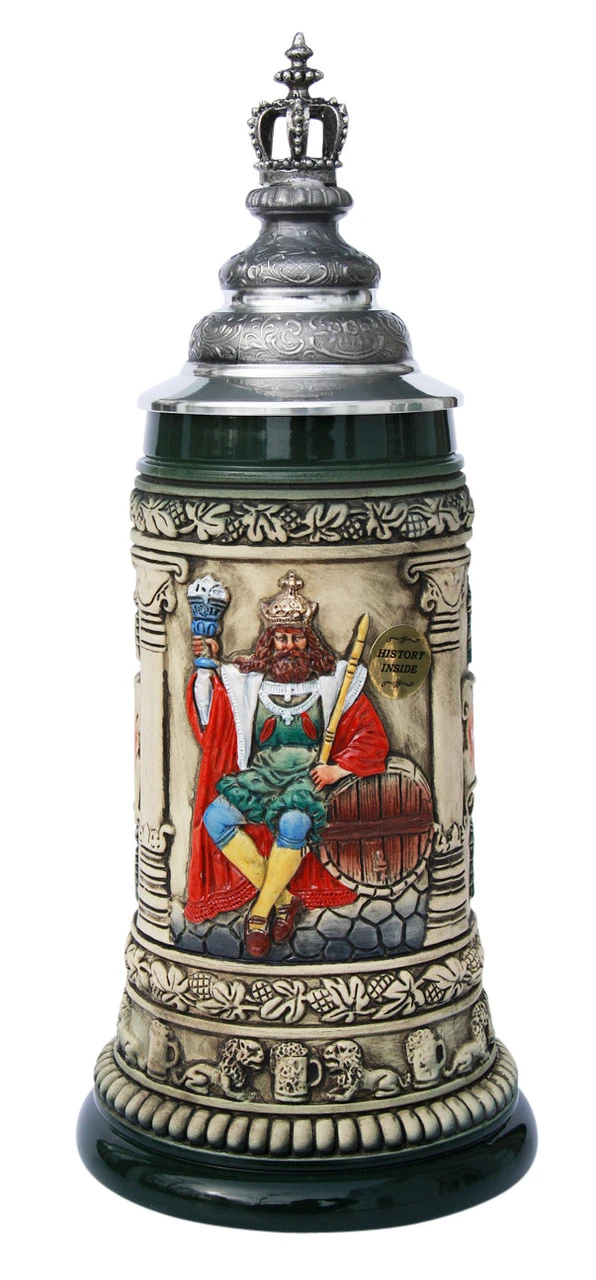Gambrinus The Beer King Stein With Crown Lid
