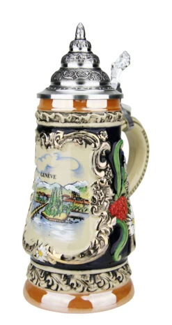 Geneva Switzerland German Beer Stein | 0.25 Liter -Luxury Cup Store Geneva Switzerland German Beer Stein 0.25 Liter K709G RA SM 87586.1554758282