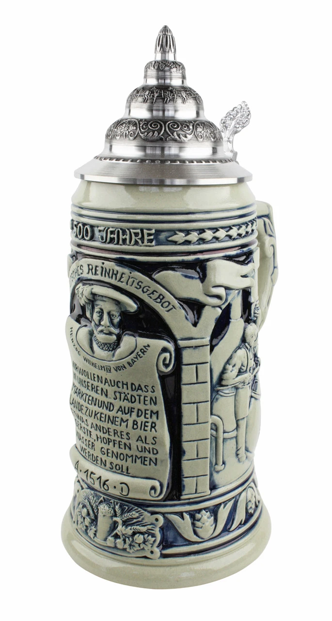German Beer Purity Law 500 Year Anniversary Beer Stein Cobalt - Image 2