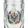 German Eagle And Crests Dimpled Oktoberfest Glass Beer Mug 0.5 Liter
