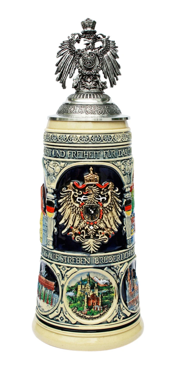 German Heritage Beer Stein With Pewter Eagle Lid