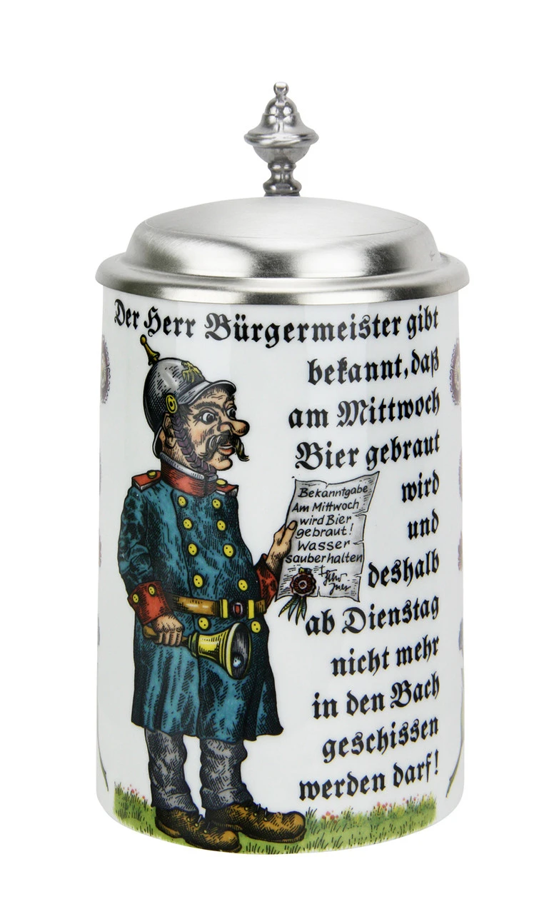 Zimmermann Purity Law Porcelain Beer Stein