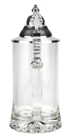 Glass Beer Stein With Pointed Pewter Lid 17 Glass Beer Stein With Pointed Pewter Lid -Luxury Cup Store Glass Beer Stein with Pointed Pewter Lid GS6106S Back SM 40015.1584580401