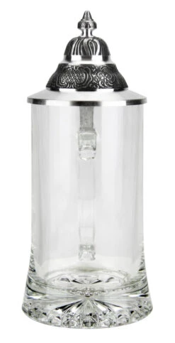 Glass Beer Stein With Pointed Pewter Lid 11 Glass Beer Stein With Pointed Pewter Lid -Luxury Cup Store Glass Beer Stein with Pointed Pewter Lid GS6106S FNT SM 41057.1584580400