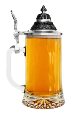 Glass Beer Stein With Pointed Pewter Lid 12 Glass Beer Stein With Pointed Pewter Lid -Luxury Cup Store Glass Beer Stein with Pointed Pewter Lid GS6106S LSwB SM 72204.1584580400