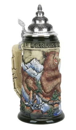 Glorious Grizzly Bear Beer Stein Rustic -Luxury Cup Store Glorious Grizzly Beer Stein Rustic K956RU Angle SM 18578.1460150708