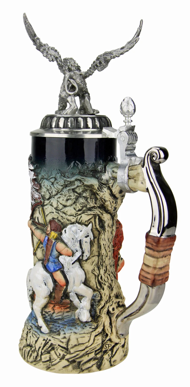 Griffin Beer Stein With 3D Griffin Pewter Lid - Image 5