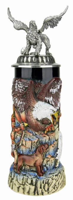 Griffin Beer Stein With 3D Griffin Pewter Lid -Luxury Cup Store Griffon Beer Stein with 3D Griffon Lid KT4001BG FNT SM 69294.1495580183