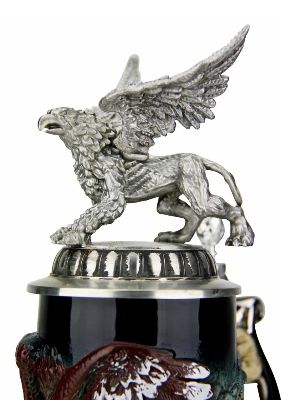 Griffin Beer Stein With 3D Griffin Pewter Lid - Image 6