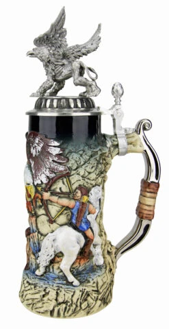 Griffin Beer Stein With 3D Griffin Pewter Lid -Luxury Cup Store Griffon Beer Stein with 3D Griffon Lid KT4001BG RS SM 81300.1495580183