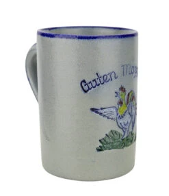 Guten Morgen | Good Morning Rooster Salt Glaze Coffee Cup -Luxury Cup Store Guten Morgen Good Morning Rooster Coffee Cup GM2040025 Angle SM 64176.1586895396