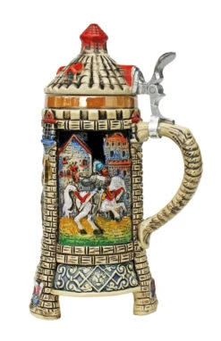 Medieval Tower Beer Stein With Stoneware Lid -Luxury Cup Store Jousting Knights Castle Tower Beer Stein K3343D RS SM 51148.1401738174