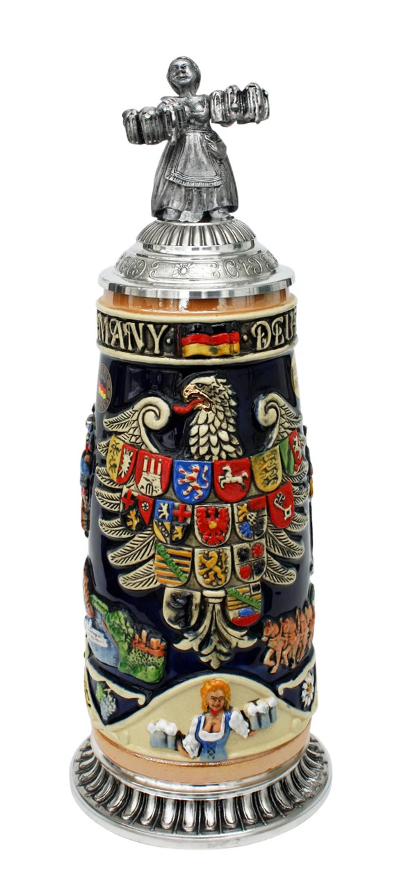 Deutschland Legacy Beer Stein | Beer Maiden Lid And Pewter Base 1 Deutschland Legacy Beer Stein | Beer Maiden Lid And Pewter Base