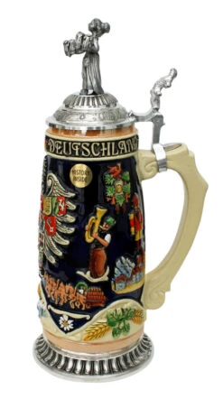 Deutschland Legacy Beer Stein | Beer Maiden Lid And Pewter Base 6 Deutschland Legacy Beer Stein | Beer Maiden Lid And Pewter Base -Luxury Cup Store K1010BZF RS SM 05707.1417106368
