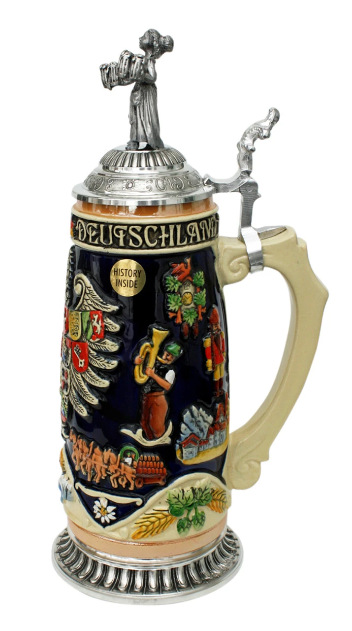 Deutschland Legacy Beer Stein | Beer Maiden Lid And Pewter Base 3 Deutschland Legacy Beer Stein | Beer Maiden Lid And Pewter Base - Image 3