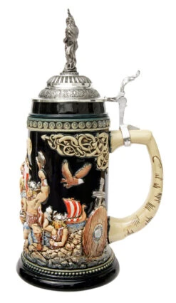 Leif Erikssen Viking Beer Stein With Viking Lid -Luxury Cup Store Leif Erikssen Viking Beer Stein with Viking Lid K1011BLV RS SM 18160.1417531451