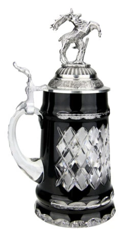 Lord Of Crystal Black German Beer Stein | 3D Stag Lid -Luxury Cup Store Lord of Crystal Black German Beer Stein 3D Stag Lid K6001SH LS SM 52022.1558549738