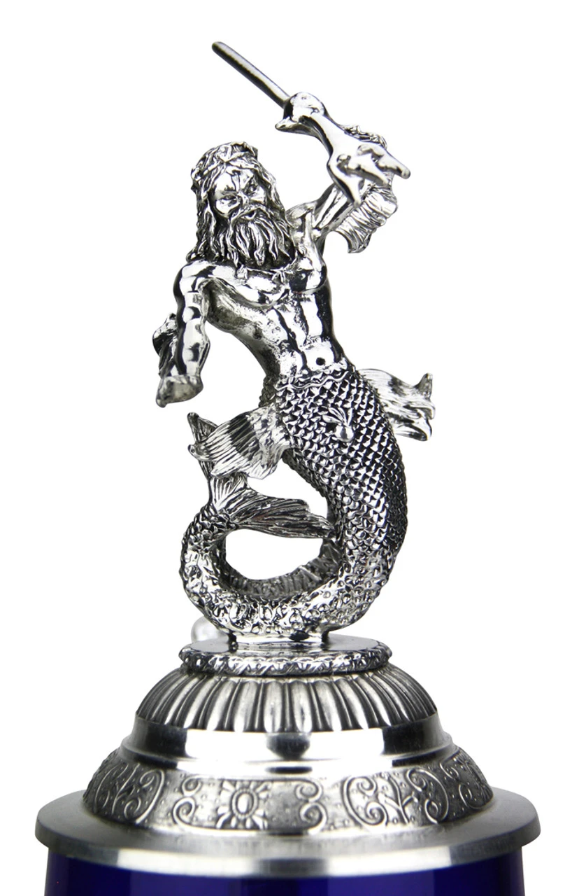 Lord Of Crystal Blue German Beer Stein | 3D Poseidon Lid - Image 2