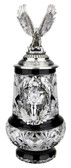 Lord Of Crystal Eagle German Beer Stein Black | 3D Flying Eagle Lid -Luxury Cup Store Lord of Crystal Eagle German Beer Stein Black 3D Flying Eagle Lid K6006SAFL FNT SM 75272.1558470628