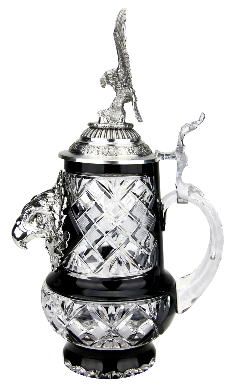 Lord Of Crystal Eagle German Beer Stein Black | 3D Flying Eagle Lid - Image 5