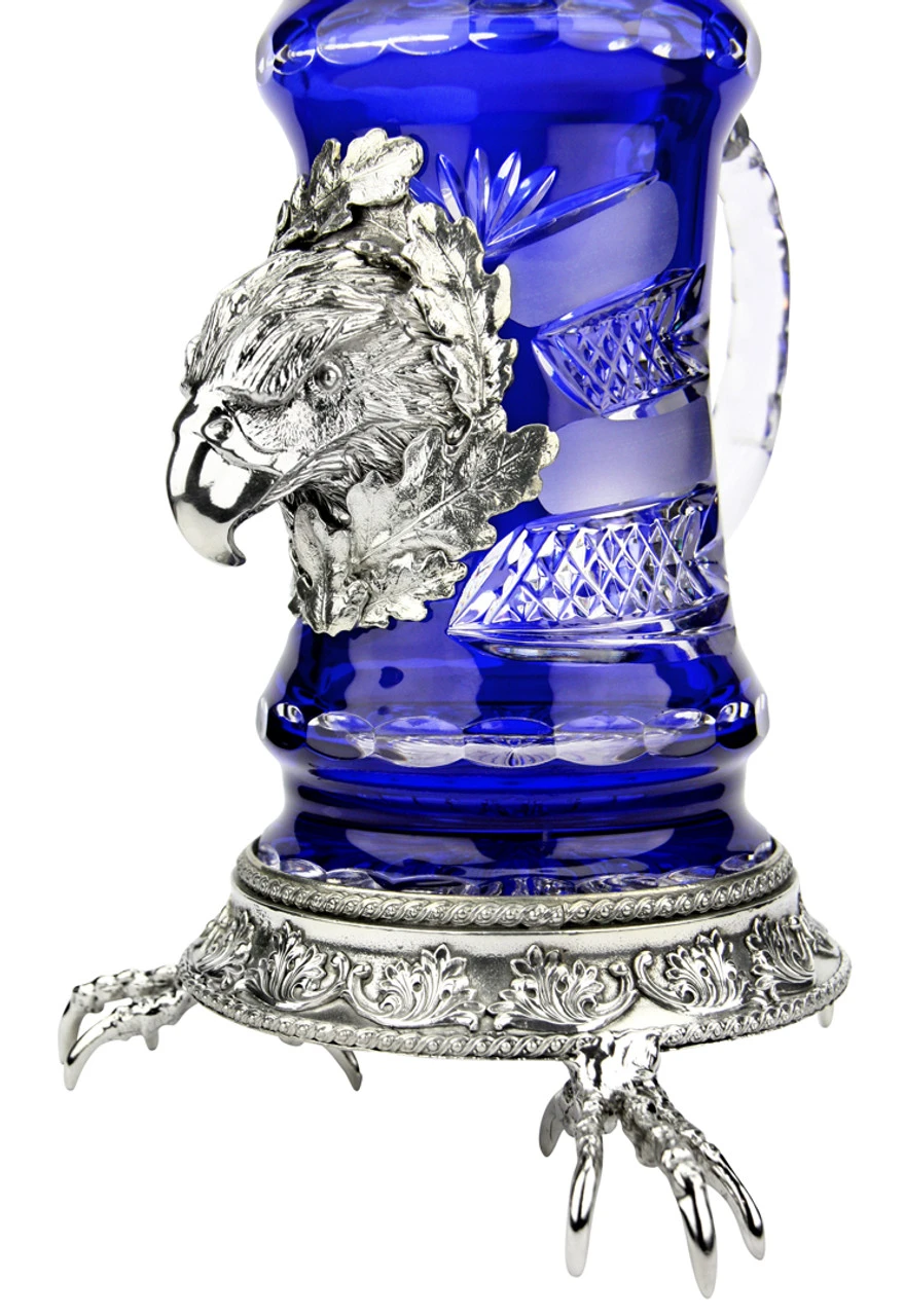 Lord Of Crystal Eagle German Beer Stein Blue | 3D Eagle Lid | Talon Feet - Image 2