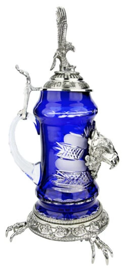 Lord Of Crystal Eagle German Beer Stein Blue | 3D Eagle Lid | Talon Feet -Luxury Cup Store Lord of Crystal Eagle German Beer Stein Blue 3D Flying Eagle Lid K6004BZFAFL LS SM 53909.1575135866