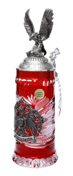 Lord Of Crystal German Eagle Beer Stein Red -Luxury Cup Store Lord of Crystal German Eagle Beer Stein Red K6005RARET Angle SM 60466.1399045590