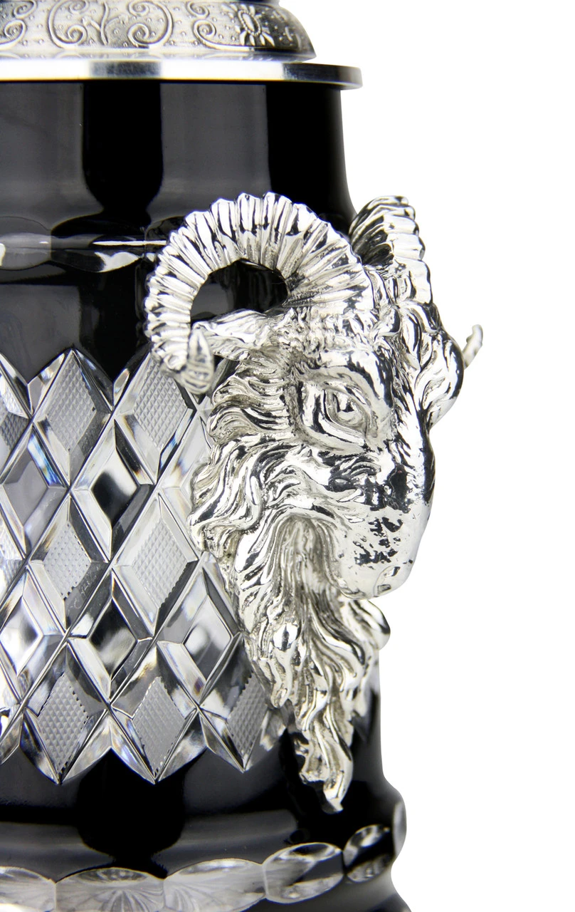 Lord Of Crystal Ram German Beer Stein Black | 3D Ram Lid - Image 3