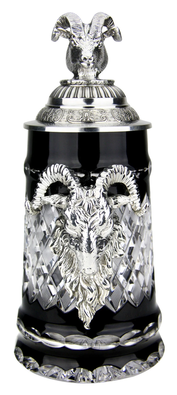 Lord Of Crystal Ram German Beer Stein Black | 3D Ram Lid - Image 2