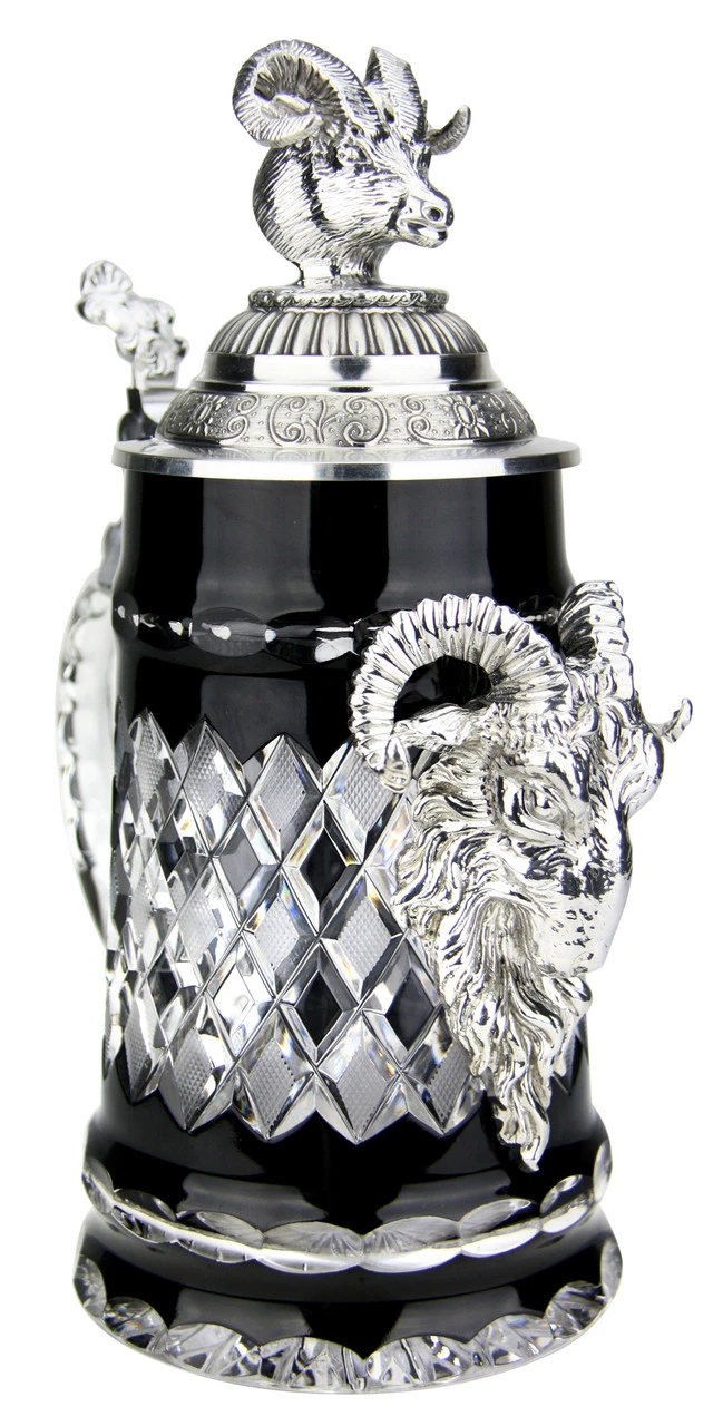 Lord Of Crystal Ram German Beer Stein Black | 3D Ram Lid - Image 4
