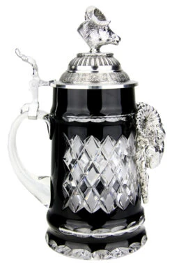 Lord Of Crystal Ram German Beer Stein Black | 3D Ram Lid -Luxury Cup Store Lord of Crystal Ram German Beer Stein Black 3D Ram Lid K6001SRR LS SM 74198.1558475410