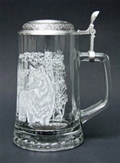 Timber Wolf Glass Beer Stein -Luxury Cup Store MC5914 Timber Wolf Glass Stein SM RS 46450.1376592072