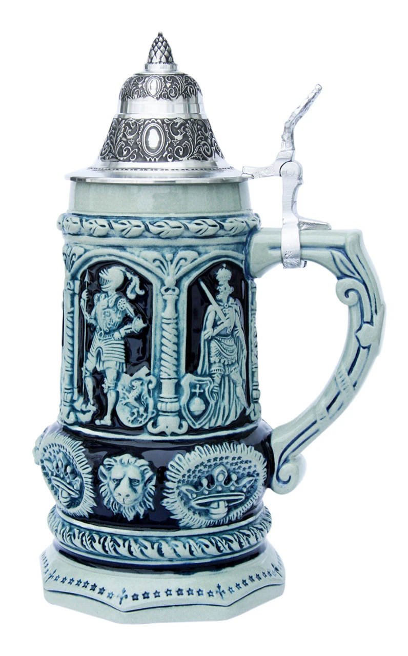 Medieval Holy Roman Emperor Beer Stein Cobalt - Image 3