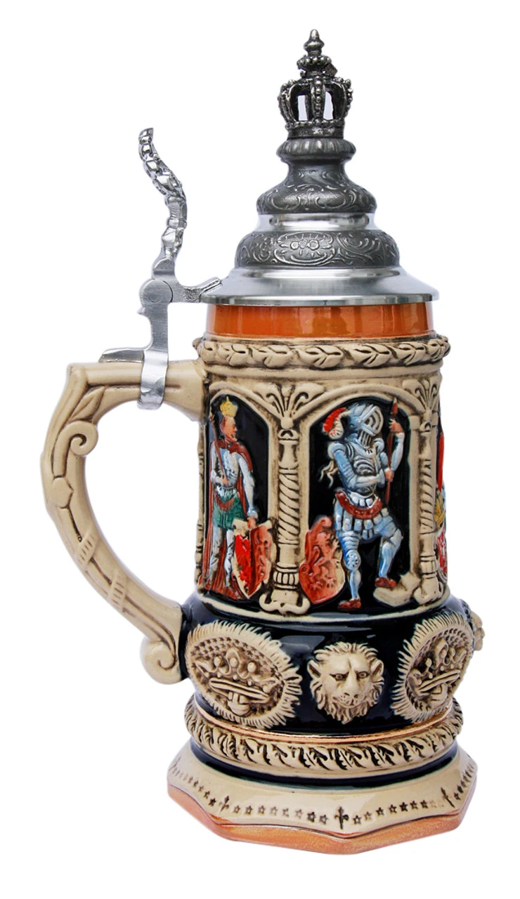 Medieval Holy Roman Emperor Beer Stein With Crown Lid 2 Medieval Holy Roman Emperor Beer Stein With Crown Lid - Image 2