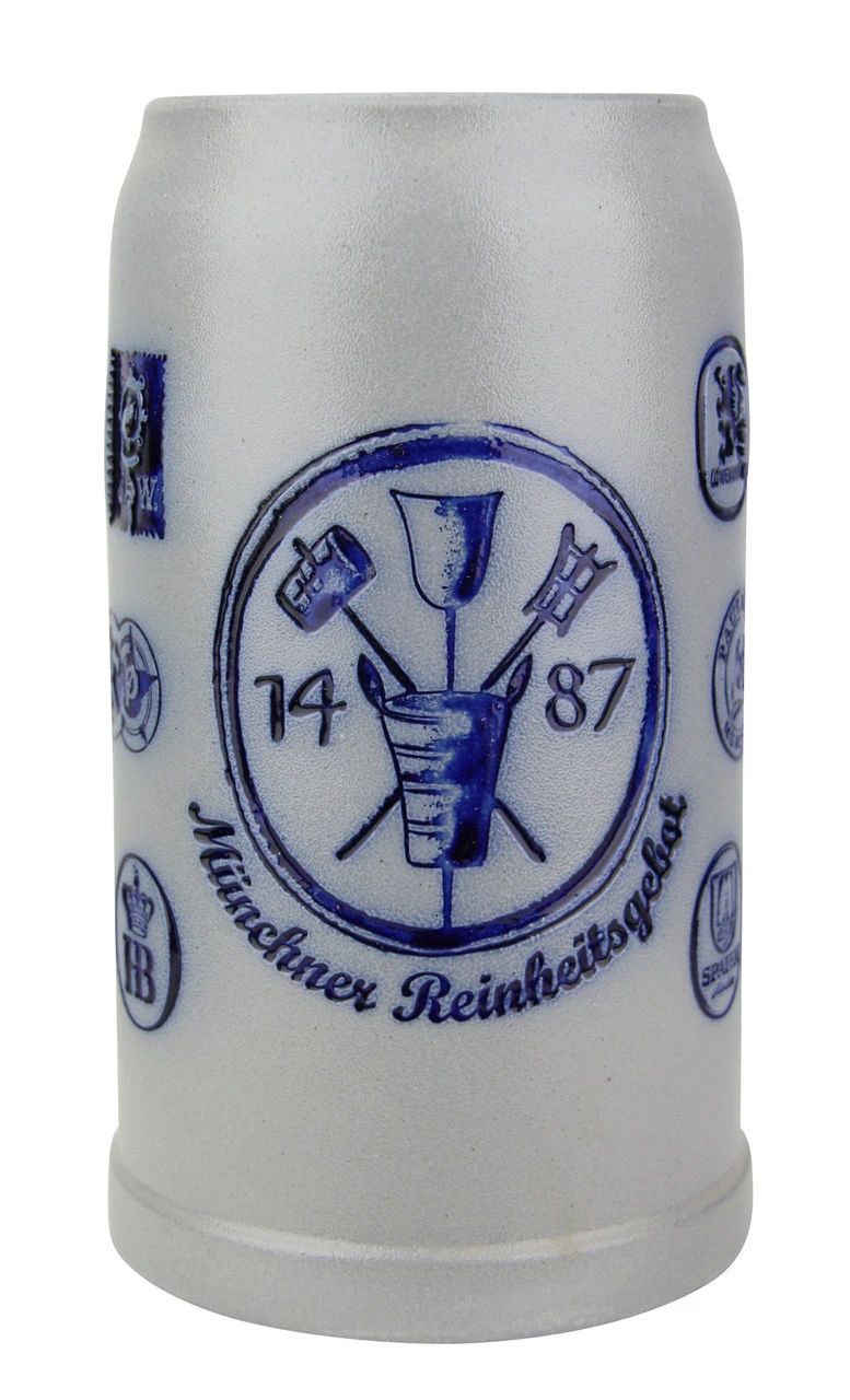 Munich Purity Law 1487 1 Liter Salt Glaze Stoneware Beer Mug - Image 2