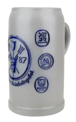 Munich Purity Law 1487 1 Liter Salt Glaze Stoneware Beer Mug -Luxury Cup Store Munich Purity Law 1 Liter Salt Glaze Stoneware Beer Mug MS14871 RA SM 40789.1503870469