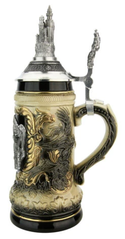 Neuschwanstein Beer Stein With Castle Lid -Luxury Cup Store Neuschwanstein Beer Stein with Castle Lid ZB14239007 RS SM 17521.1611517186