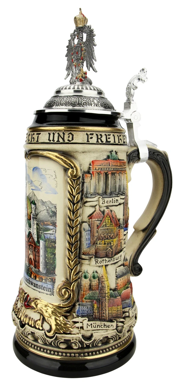 Neuschwanstein Castle German Beer Stein With Eagle Lid 3 Neuschwanstein Castle German Beer Stein With Eagle Lid - Image 3