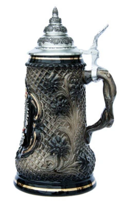 Old German Pewter Coat Of Arms Black Lozenge Beer Stein 5 Old German Pewter Coat Of Arms Black Lozenge Beer Stein -Luxury Cup Store Old Germany Beer Stein with Pewter Medallion K720SBG RS SM 50696.1401398634