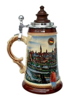 Old Munich Beer Stein With Wood Lid -Luxury Cup Store Old Munich Wooden Lid Beer Stein K465M LS SM 12629.1401733883